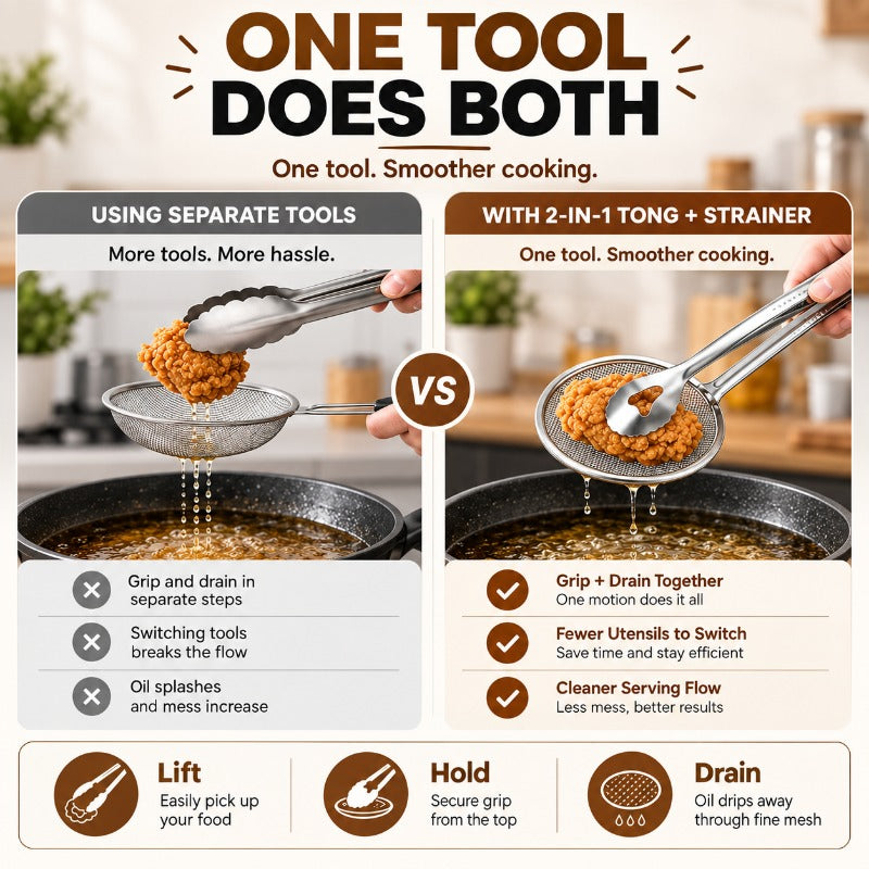 Dual Action Frying Strainer