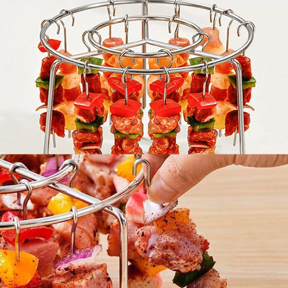 🔥 Last Day 49% OFF🍖2 Pack Stainless Steel Air Fryer Skewer Rack🥇360° No Flip Kabob Grill Stand
