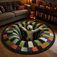 🔥 Last Day 49% OFF - 3D Skeleton Vortex Quilted Round Halloween Rug