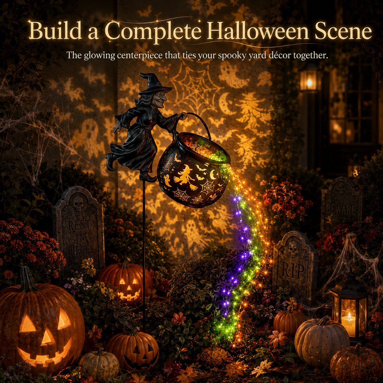 🔥LAST DAY 50% OFF🔮Halloween Witch Cauldron Garden Light