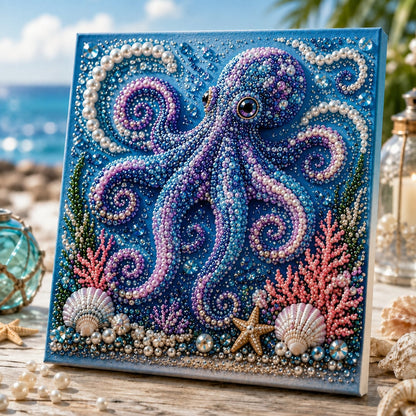 🌊Premium 3D Pearl Ocean Wall Art Kit | Luxury Ocean Theme Canvas with Scratch-Resistant Non-Fading Pearl Beads DIY Coastal Decor 🐚✨