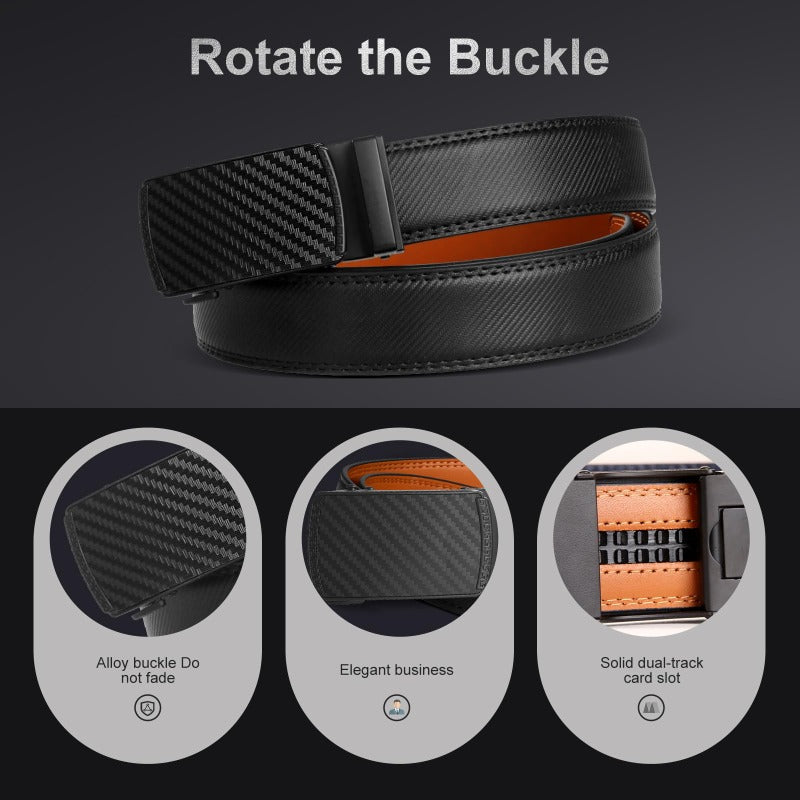 Eptchn Leather Ratchet Belt With Adjustable Buckle CrackSlick