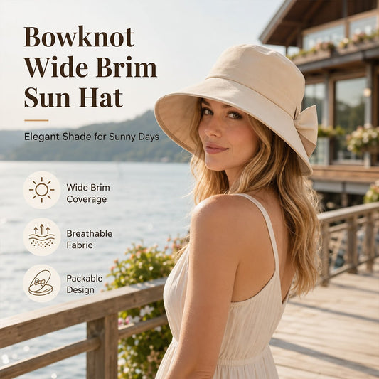 🔥2026 Summer Hot Sale 49% OFF☀️Bowknot Wide Brim Sun Protective Hat
