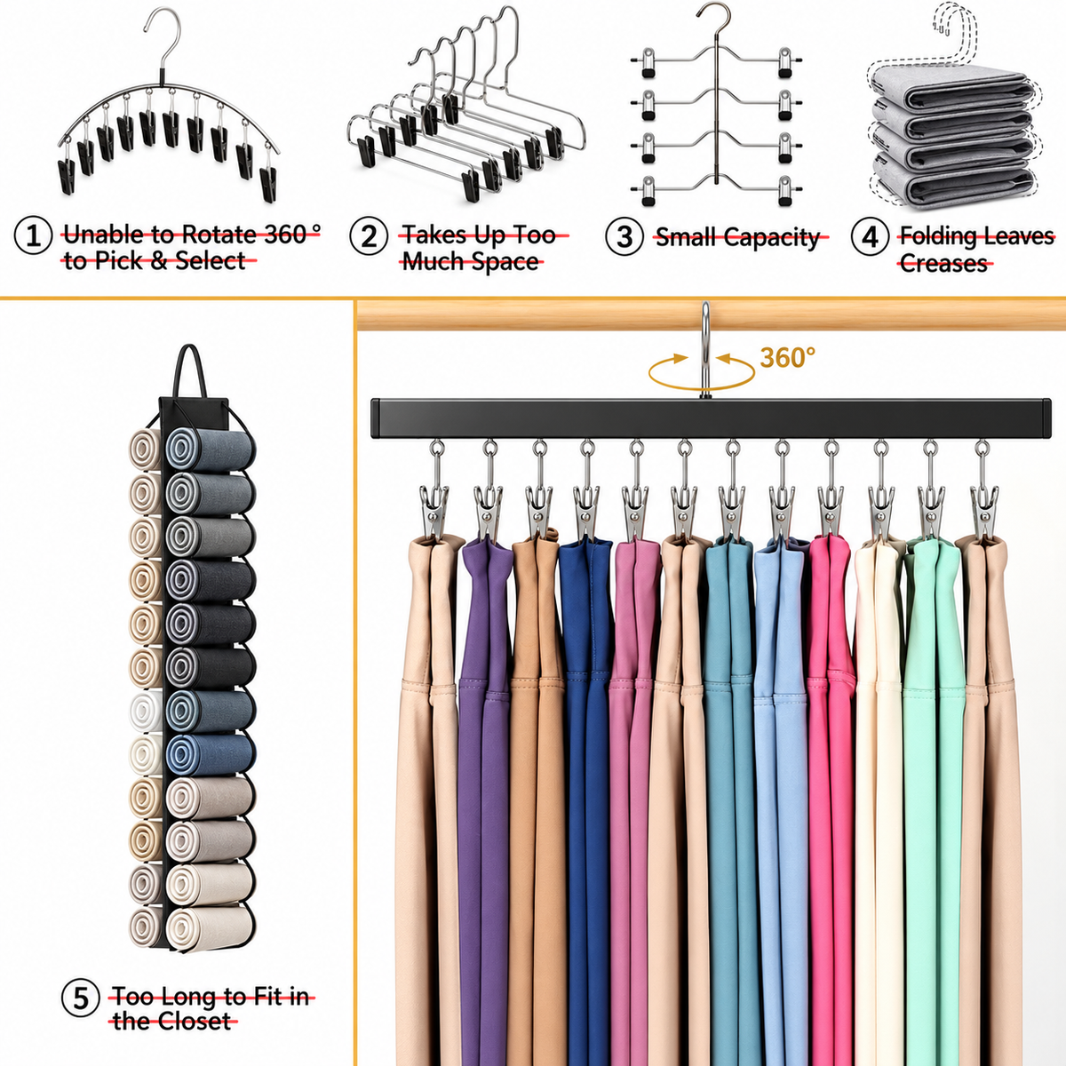 🏆Last Day 50% OFF🥇Upgraded Wood-Steel Sturdy Hanger with 12 Non-Slip Clips