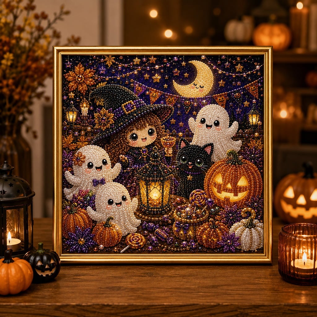 🎃LAST DAY 49% OFF👻Halloween DIY Pearl Diamond Painting Art Kit for Kids🧘Relaxing & Beginner-Friendly