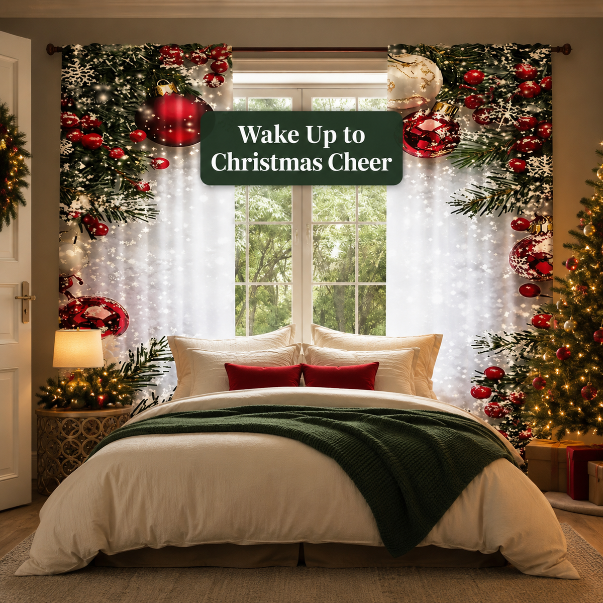 🔥Last Day 50% OFF🎄Christmas Ball Holiday Printed Curtains
