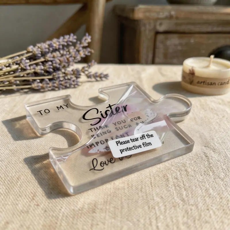 🔥Last Day 50% OFF🧩👩‍❤️‍👩To My Sister Compact Rectangle Acrylic Puzzle Plaque Gift