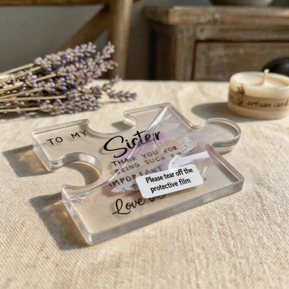 🔥Last Day 50% OFF🧩👩‍❤️‍👩To My Sister Compact Rectangle Acrylic Puzzle Plaque Gift