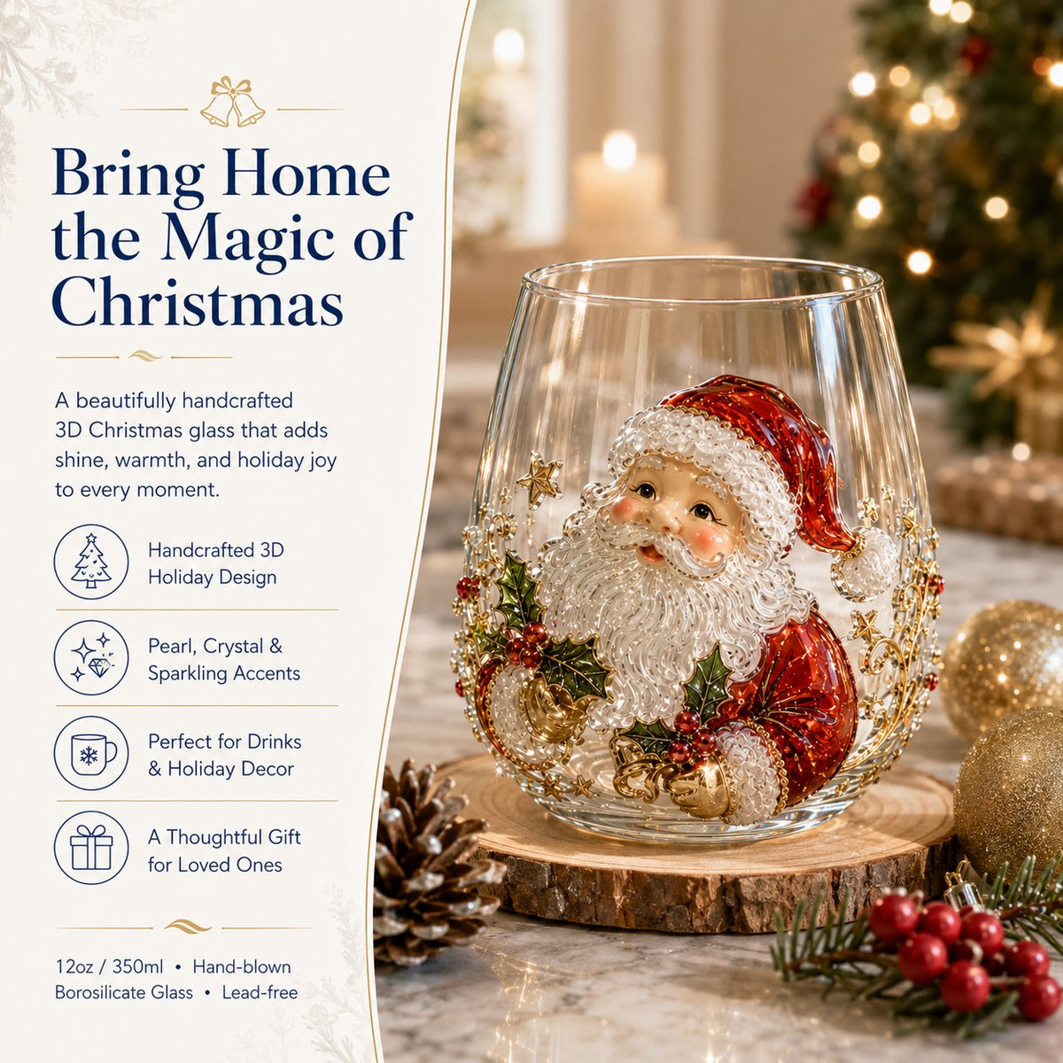 🎄 Christmas Magic Glass Cup – A Festive Holiday Keepsake For Every Sip